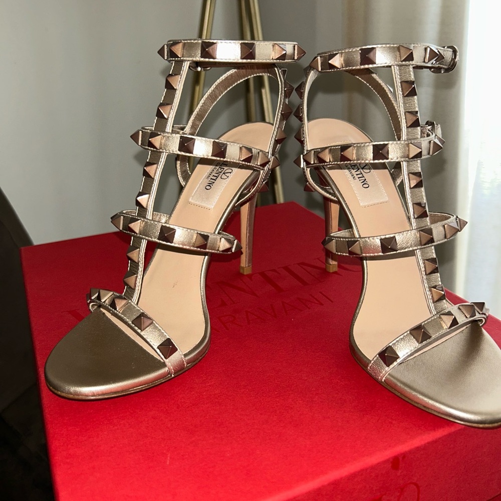 Valentino Women's Gold Studded Sandals